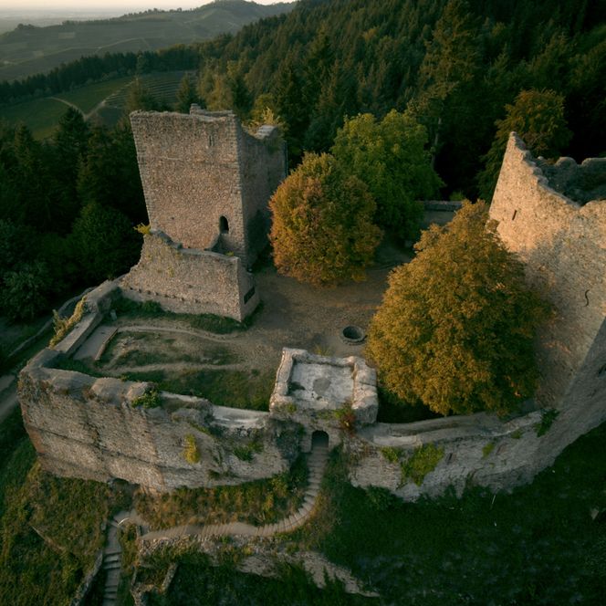 Burgruine aus der Vogelperspektive